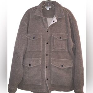 Orvis Fleece Field Chore Coat Size Large Brown Utility Jacket Shacket Safari